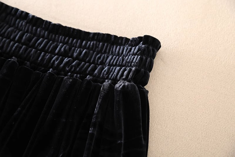 Velvet Stitching Mesh Skirt Women