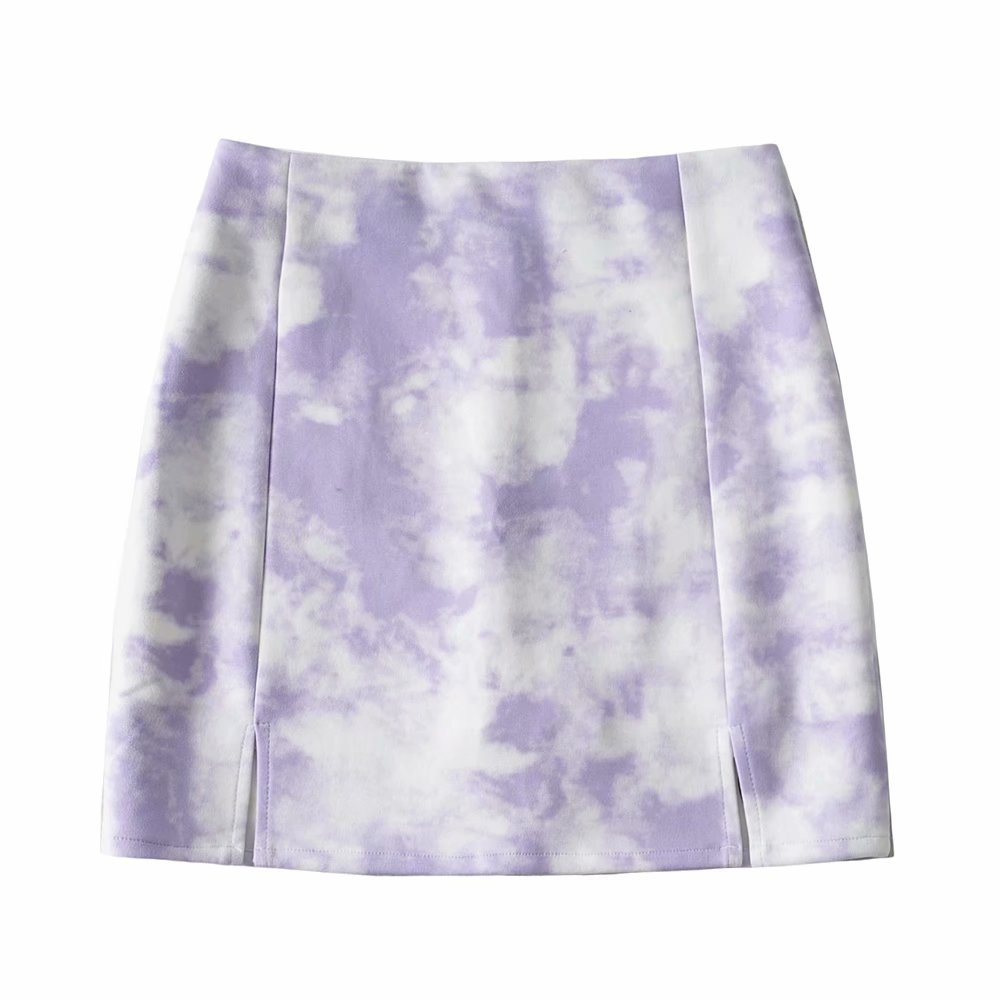 Suede Tie-Dye Skirt Women