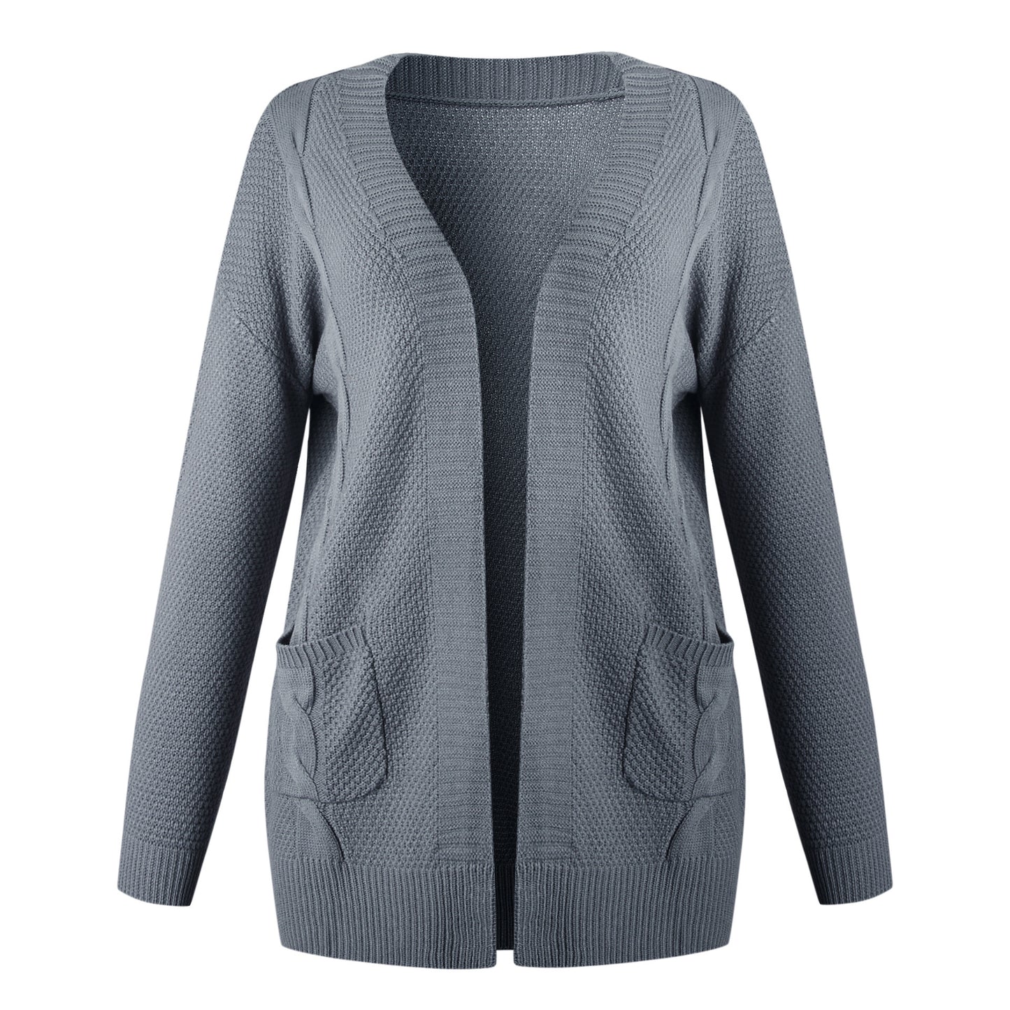 Solid color knitted cardigan for women