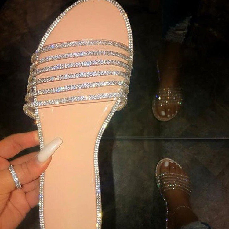 Size transparent flat sandals