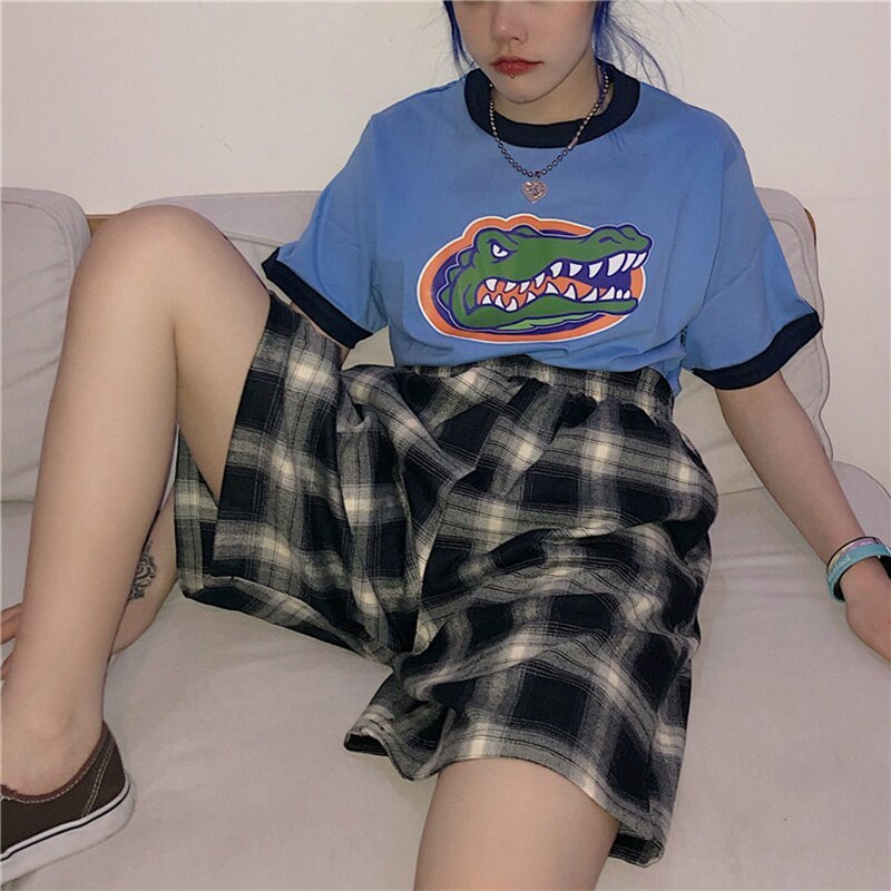 Summer Korean version ins Harajuku style pants straight five pants loose high waist shorts casual pants men and women tide
