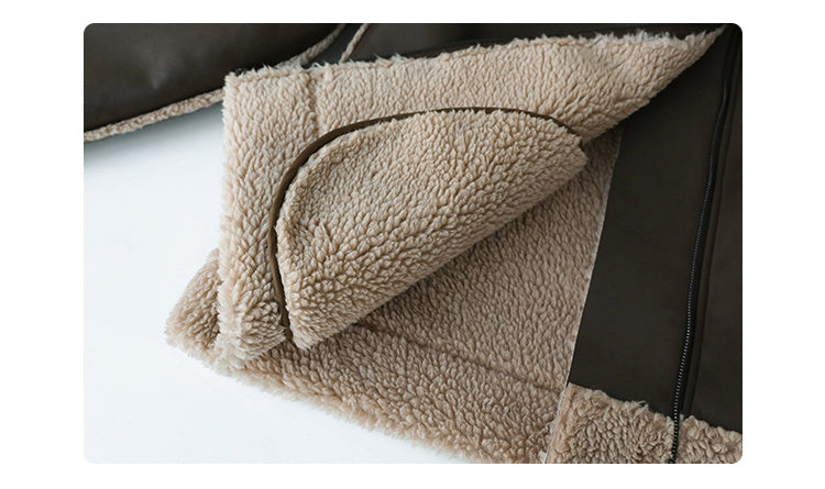 Lamb Wool Motorcycle Jacket For Women
