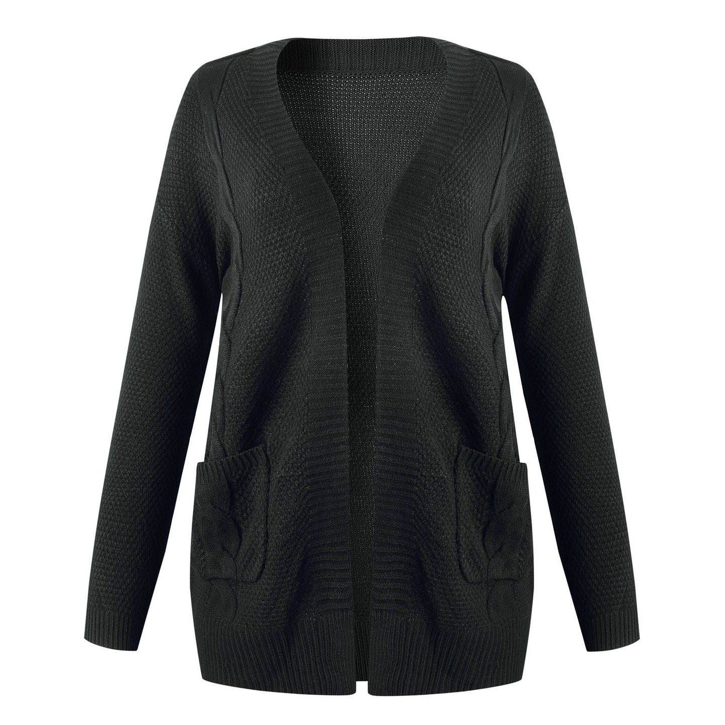 Solid color knitted cardigan for women