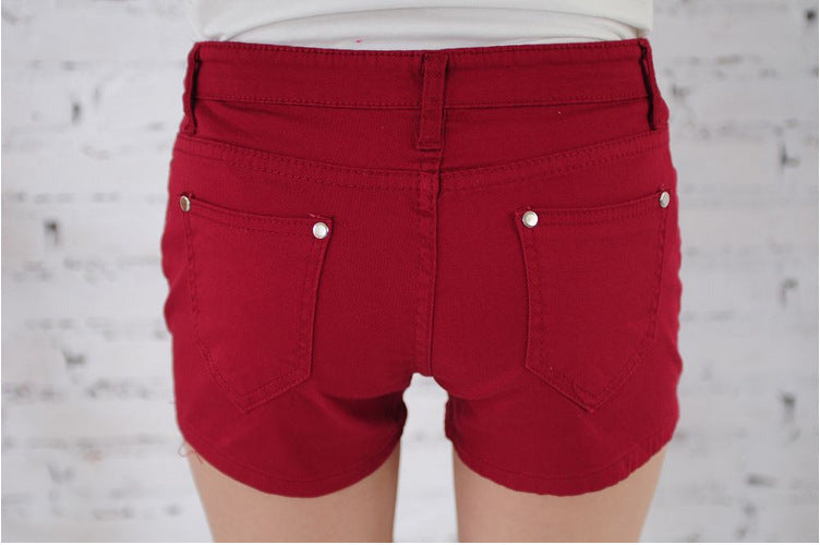 Denim Shorts Women Korean Style Elastic Colored Pencil Pants