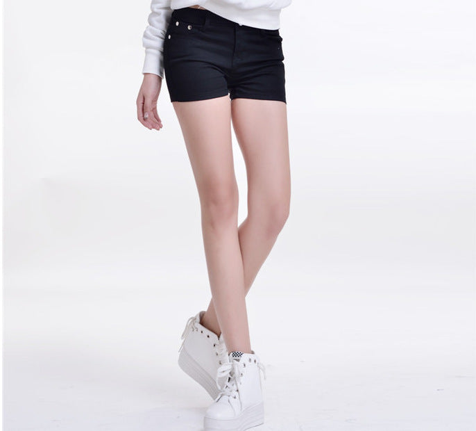 Denim Shorts Women Korean Style Elastic Colored Pencil Pants