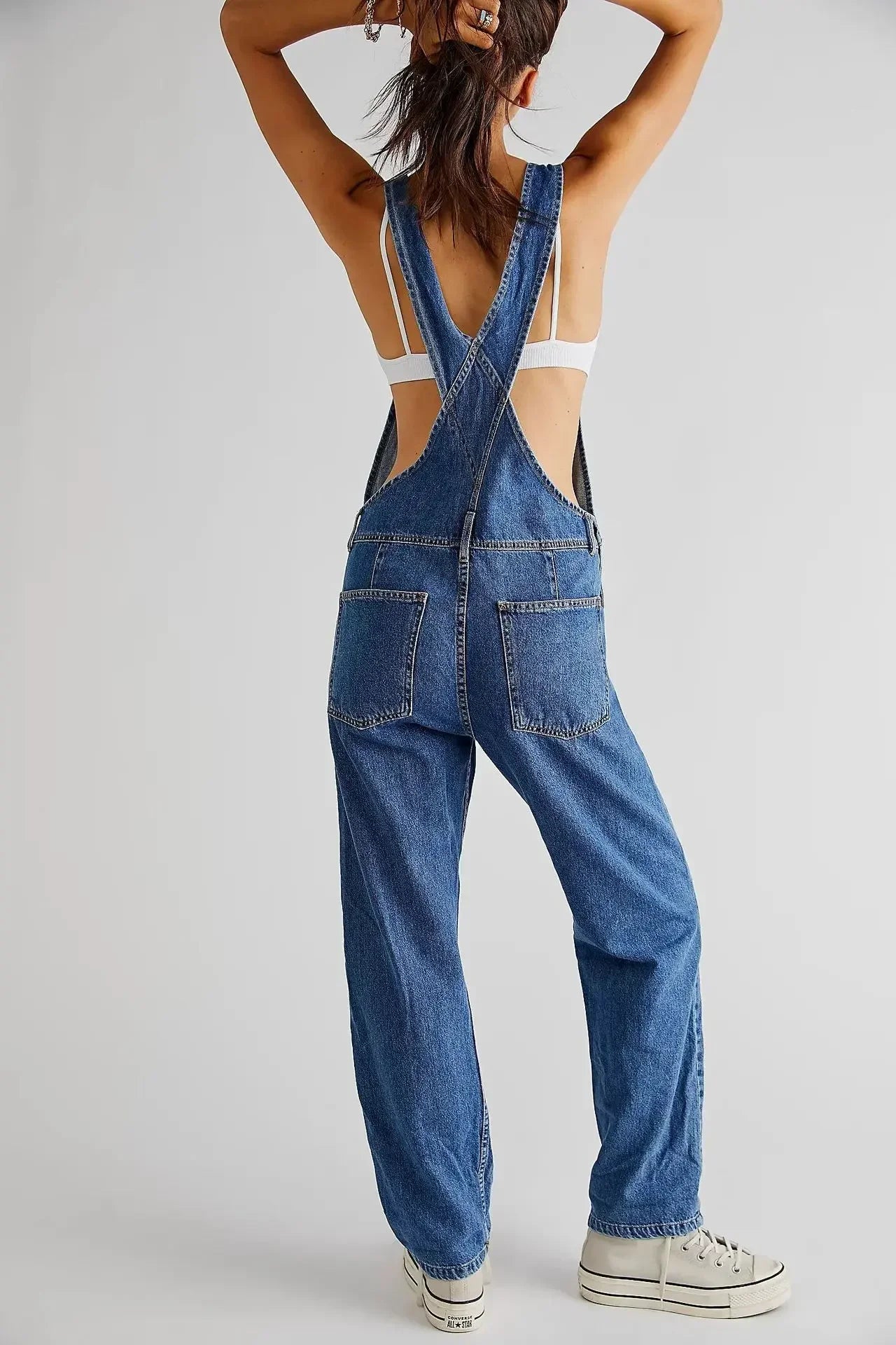 Women Jumpsuits Denim Rompers Washing One Piece Solid Overalls Pockets Slim Fit Spliced Streetwear Button Playsuits 2024
