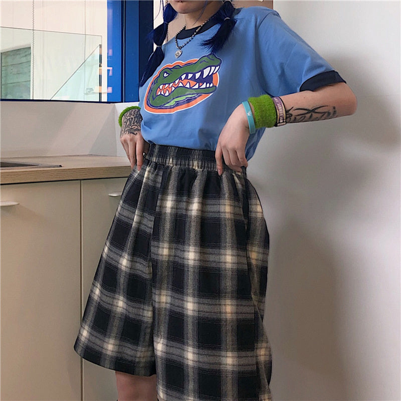 Summer Korean version ins Harajuku style pants straight five pants loose high waist shorts casual pants men and women tide