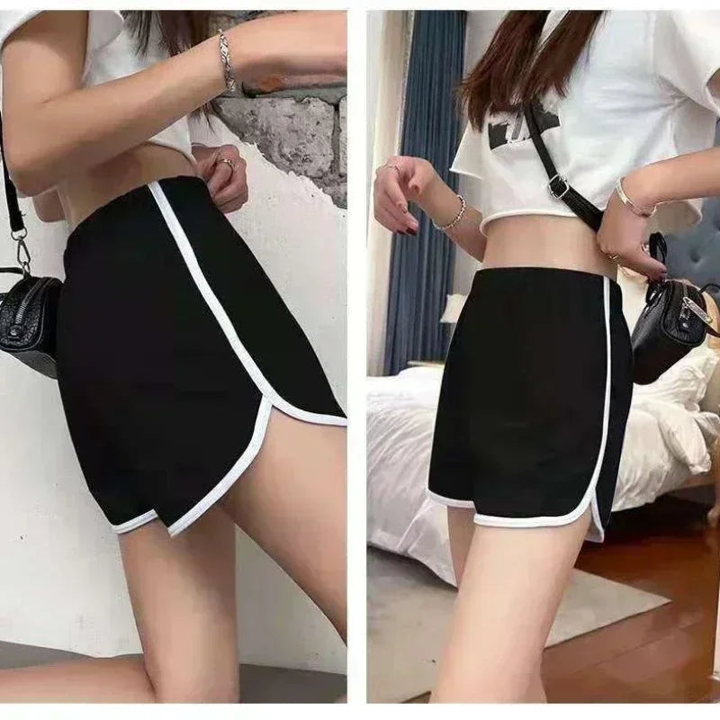 Summer New Shorts for Women's Casual Students Korean Edition Underlay Yoga Wide Leg Home Sleeping Pants with Edge Contrast Color