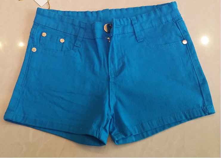 Denim Shorts Women Korean Style Elastic Colored Pencil Pants