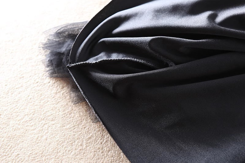 Velvet Stitching Mesh Skirt Women