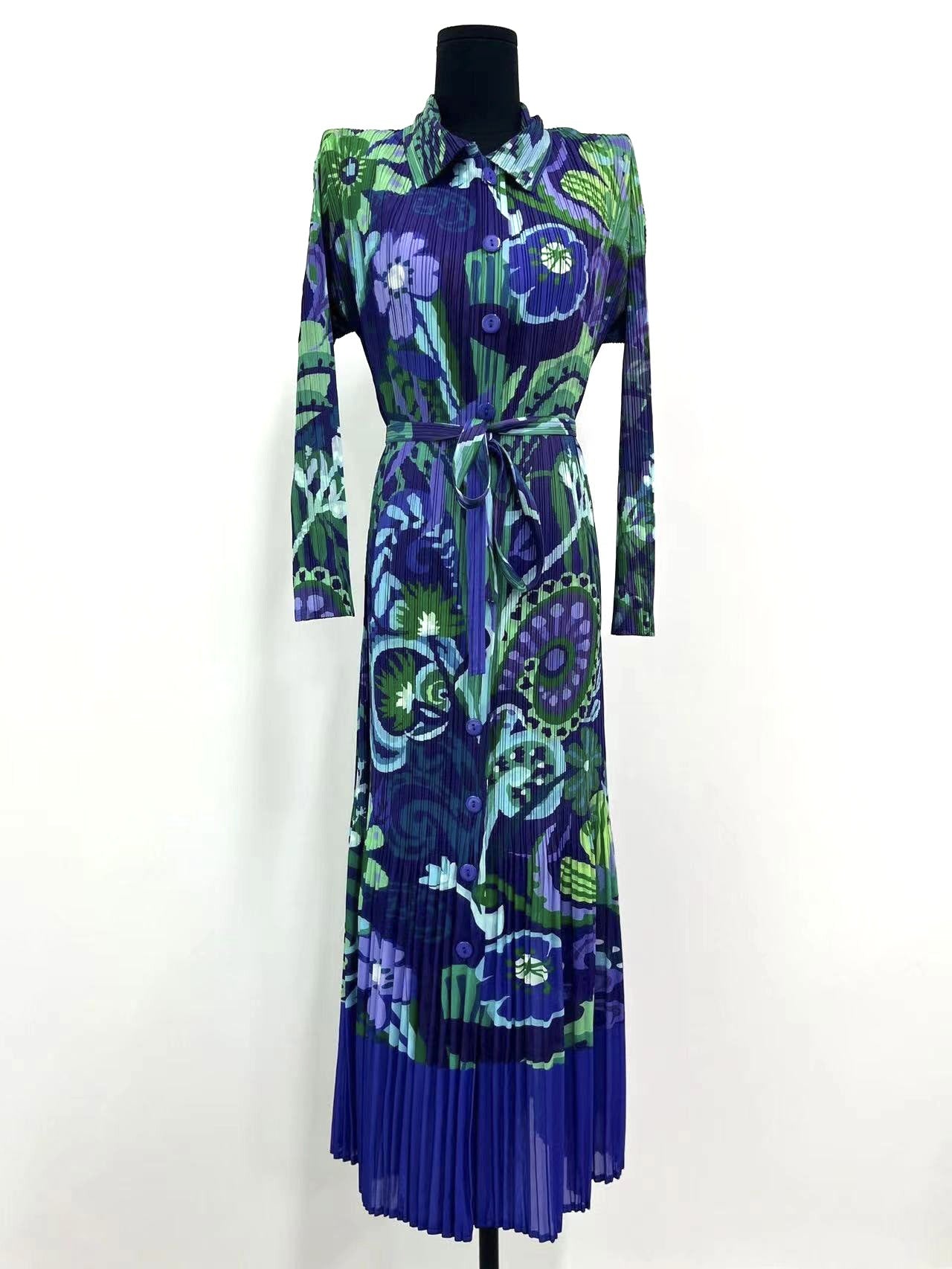 Fashion Pleated Cardigan Dress Women