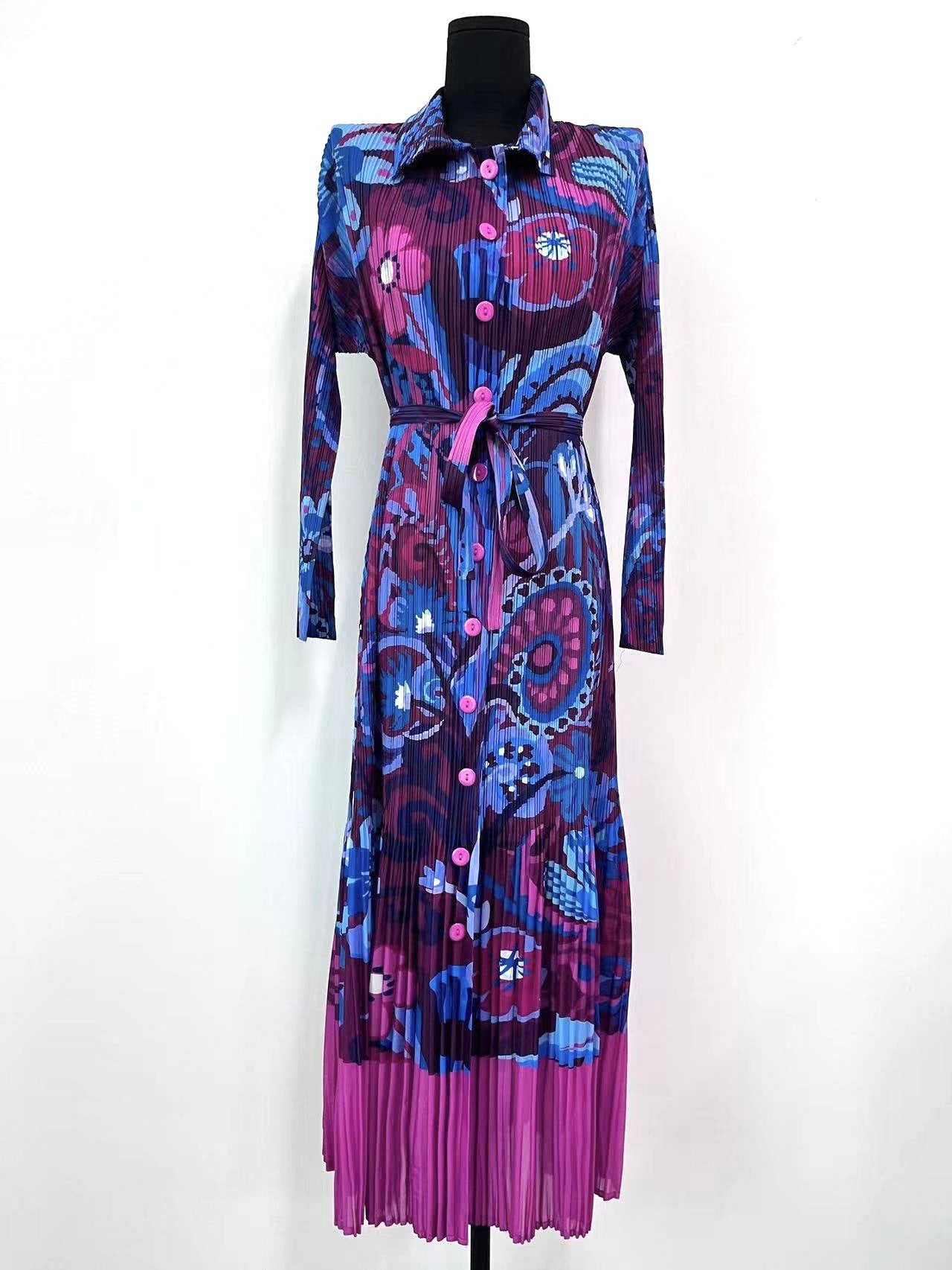 Fashion Pleated Cardigan Dress Women