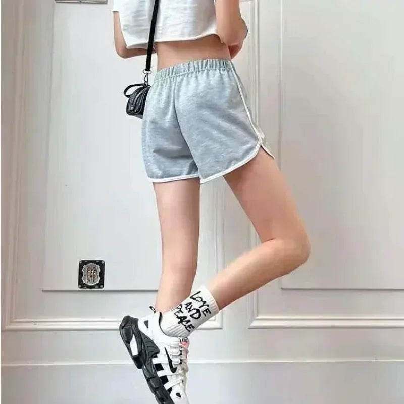 Summer New Shorts for Women's Casual Students Korean Edition Underlay Yoga Wide Leg Home Sleeping Pants with Edge Contrast Color
