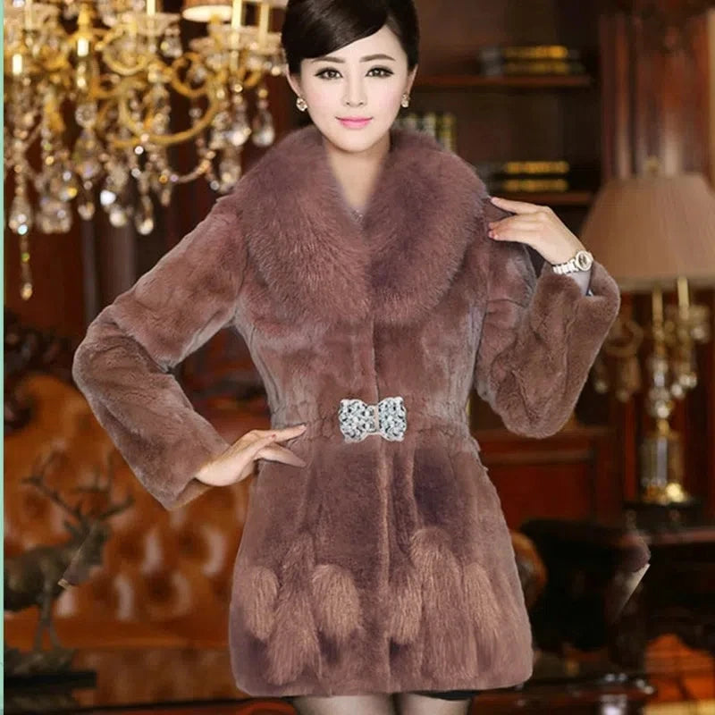 Black winter fur coat for women new outwears top quality Med-length imitation mink fur jackets faux fur windbreaker overcoat