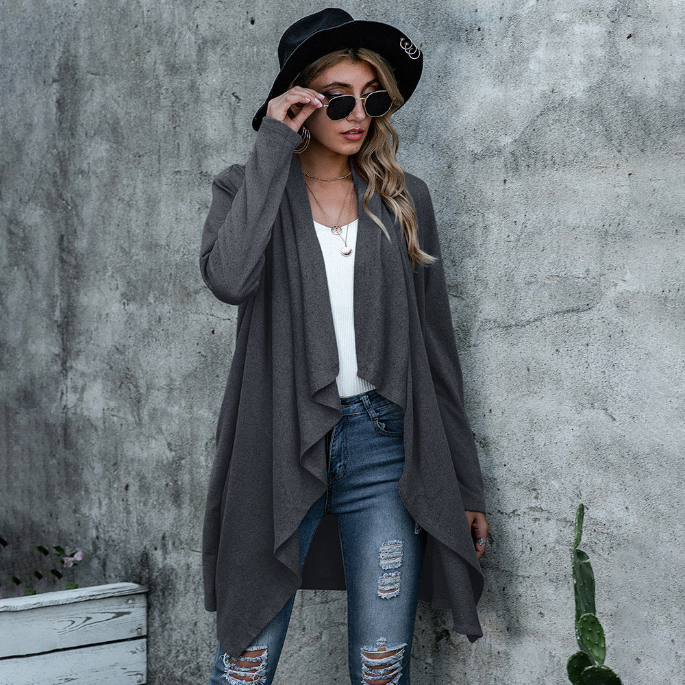 Pure Color Temperament Knitted Cardigan Women