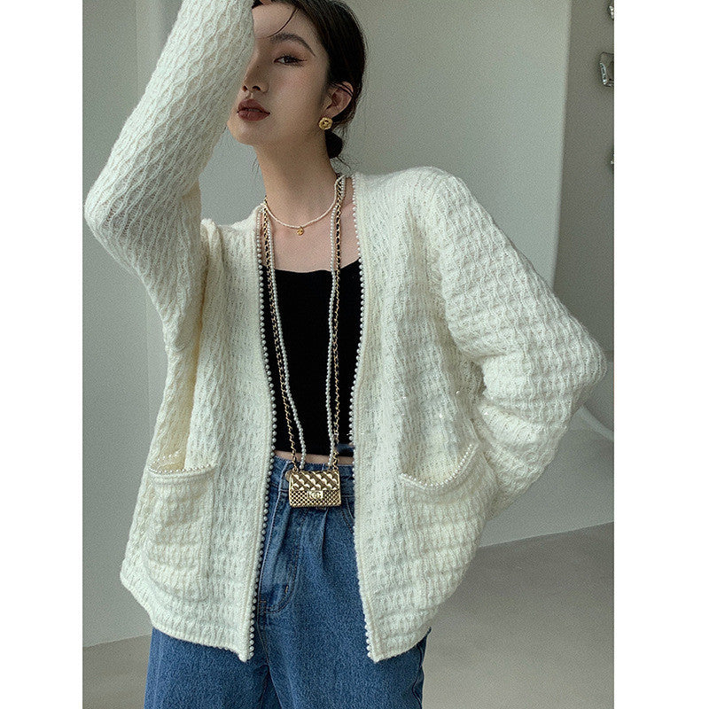 Pearl Decorated Cardigan Sweater Women