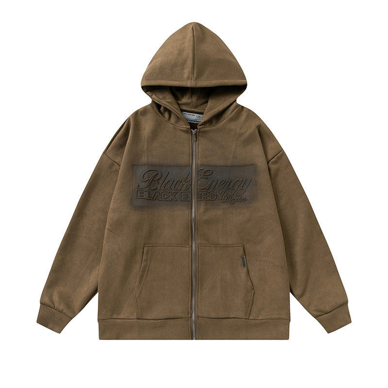 Suede Hooded Cardigan Coat Women