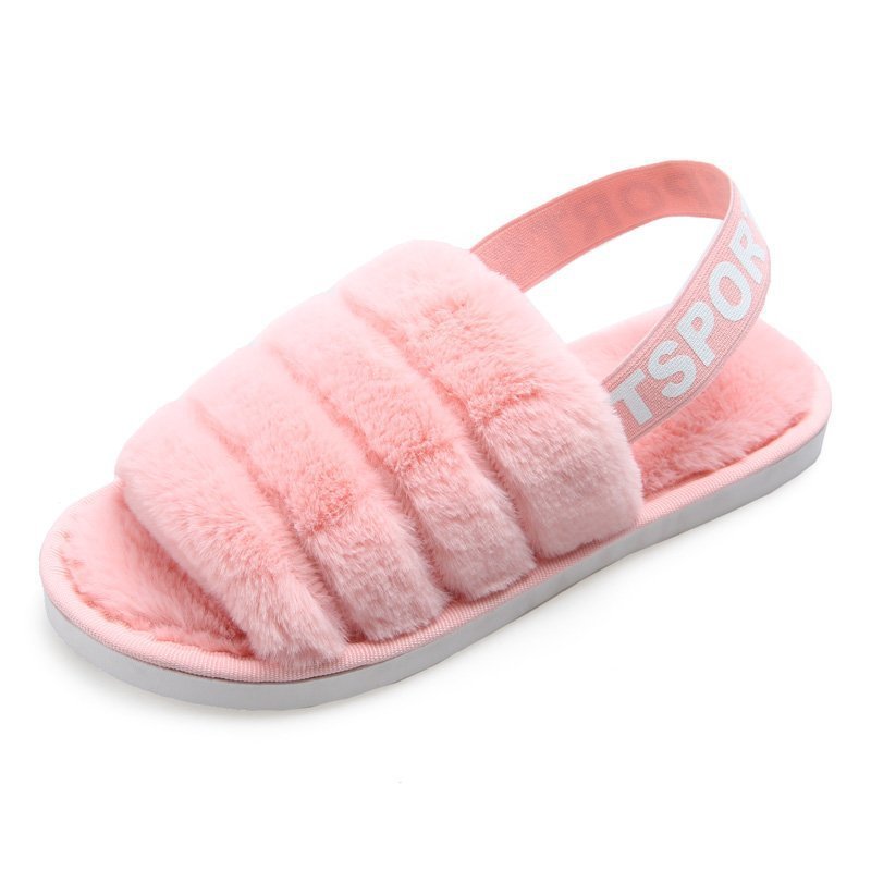 Women's elasticated plush sandals