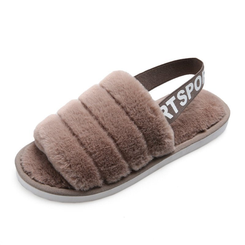 Women's elasticated plush sandals
