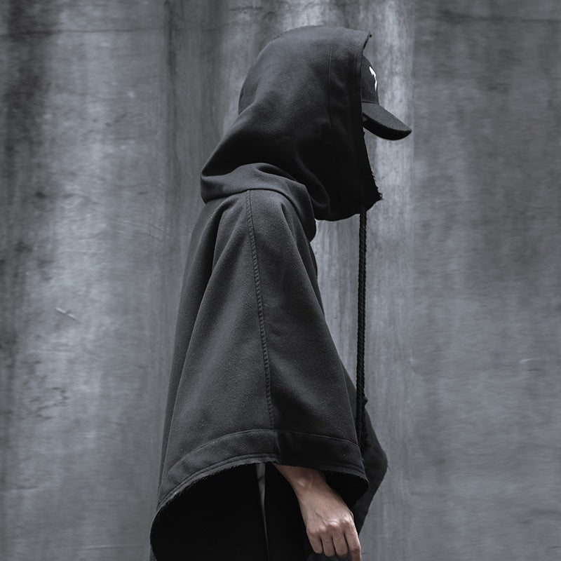 Dark Sweater Cape Cloak Men And Women Loose Casual Hooded Coat