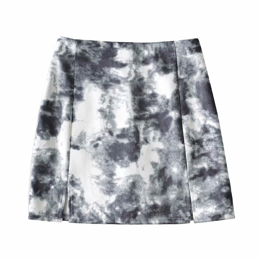 Suede Tie-Dye Skirt Women