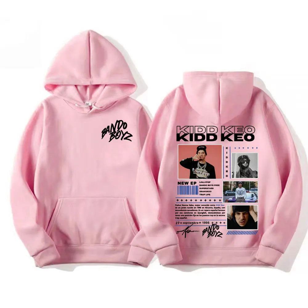 Rapper Kidd Keo Bando Boyz Tour Merch Hoodie Men Women's Hip Hop Pop Music Street Sweatshirt Casual Fleece Long Sleeve Pullovers