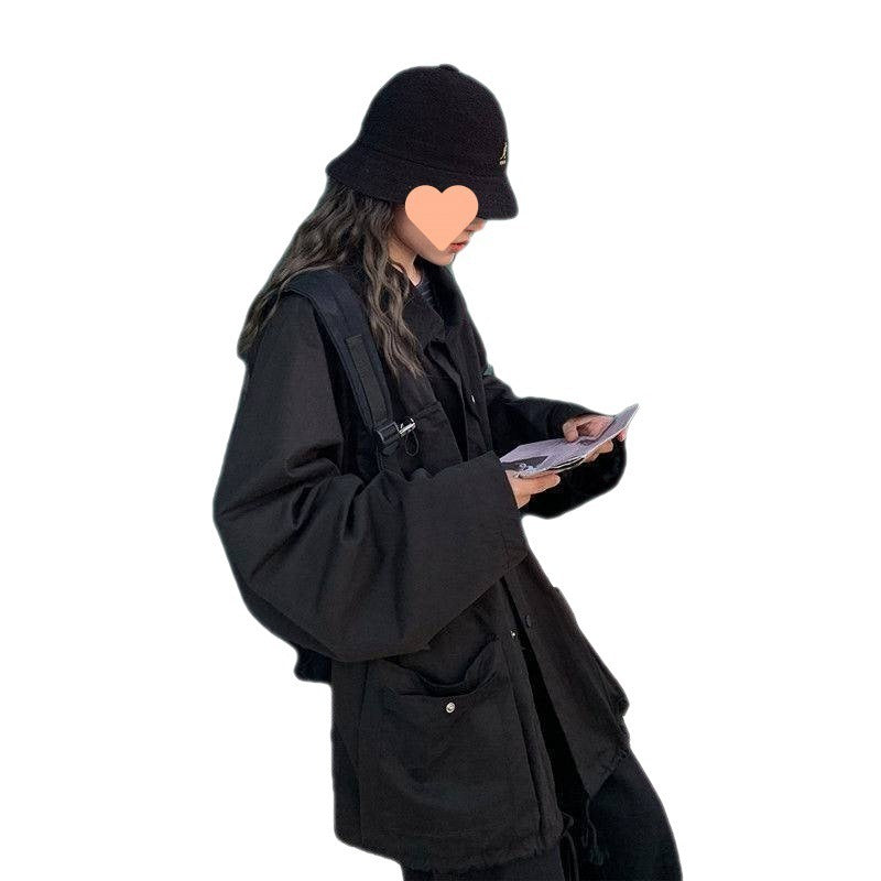 Solid Color Workwear Jacket For Women