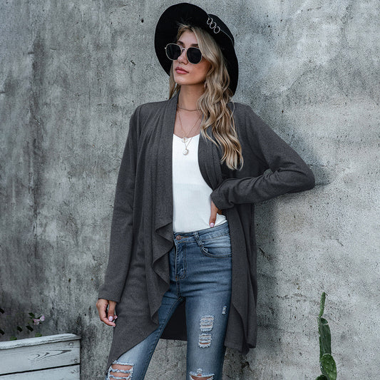 Pure Color Temperament Knitted Cardigan Women