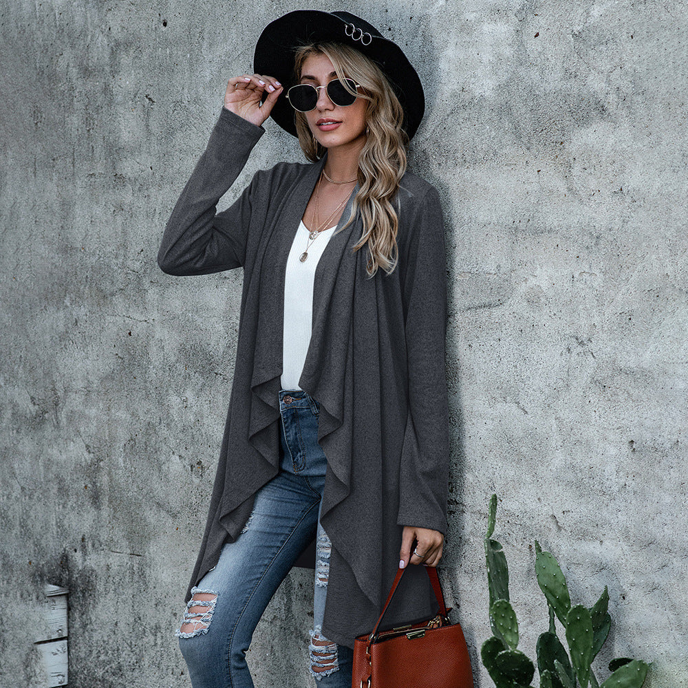 Pure Color Temperament Knitted Cardigan Women