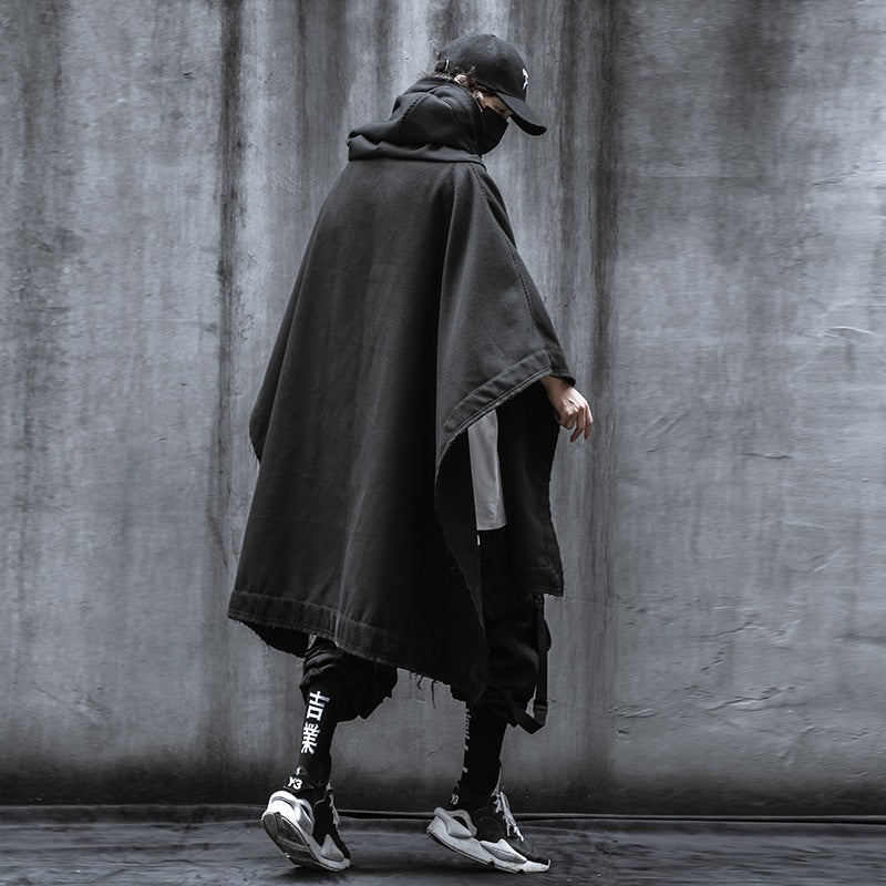 Dark Sweater Cape Cloak Men And Women Loose Casual Hooded Coat