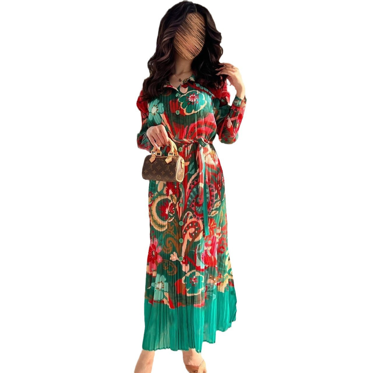 Fashion Pleated Cardigan Dress Women