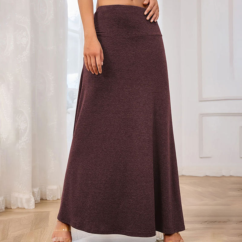 Fashionable Knitted Solid Skirt Women