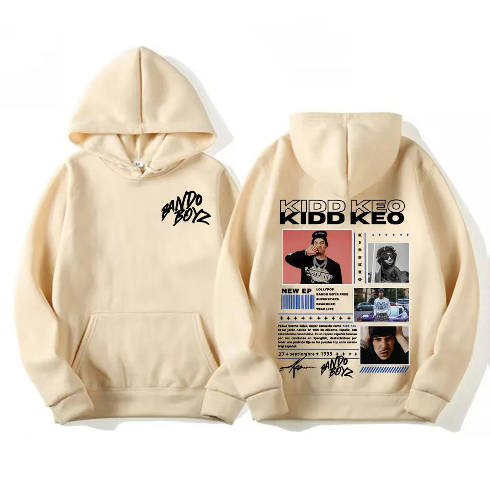 Rapper Kidd Keo Bando Boyz Tour Merch Hoodie Men Women's Hip Hop Pop Music Street Sweatshirt Casual Fleece Long Sleeve Pullovers