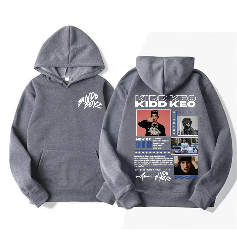 Rapper Kidd Keo Bando Boyz Tour Merch Hoodie Men Women's Hip Hop Pop Music Street Sweatshirt Casual Fleece Long Sleeve Pullovers