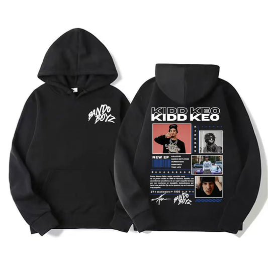 Rapper Kidd Keo Bando Boyz Tour Merch Hoodie Men Women's Hip Hop Pop Music Street Sweatshirt Casual Fleece Long Sleeve Pullovers