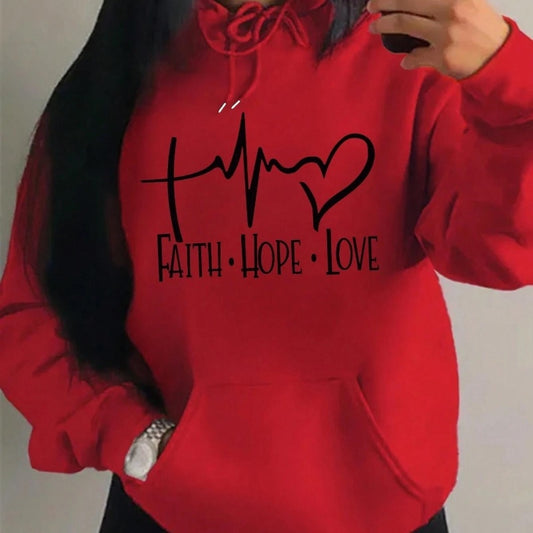 Faith Hope Love Letter Graphic Women Hoodie