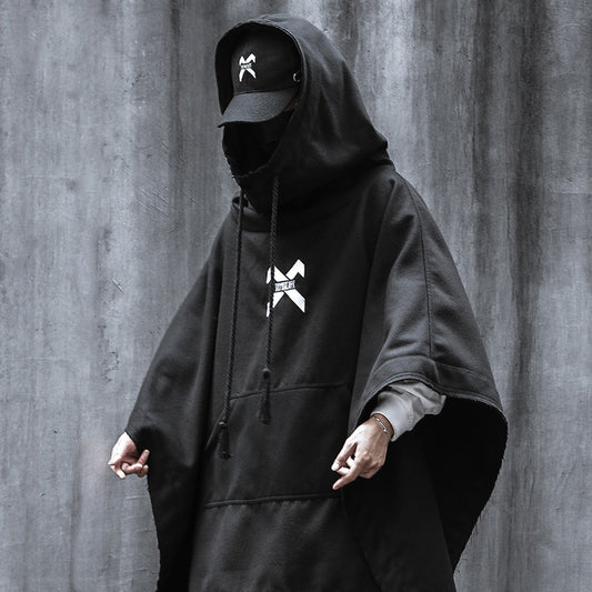 Dark Sweater Cape Cloak Men And Women Loose Casual Hooded Coat