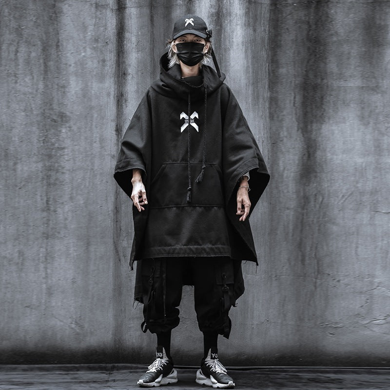 Dark Sweater Cape Cloak Men And Women Loose Casual Hooded Coat