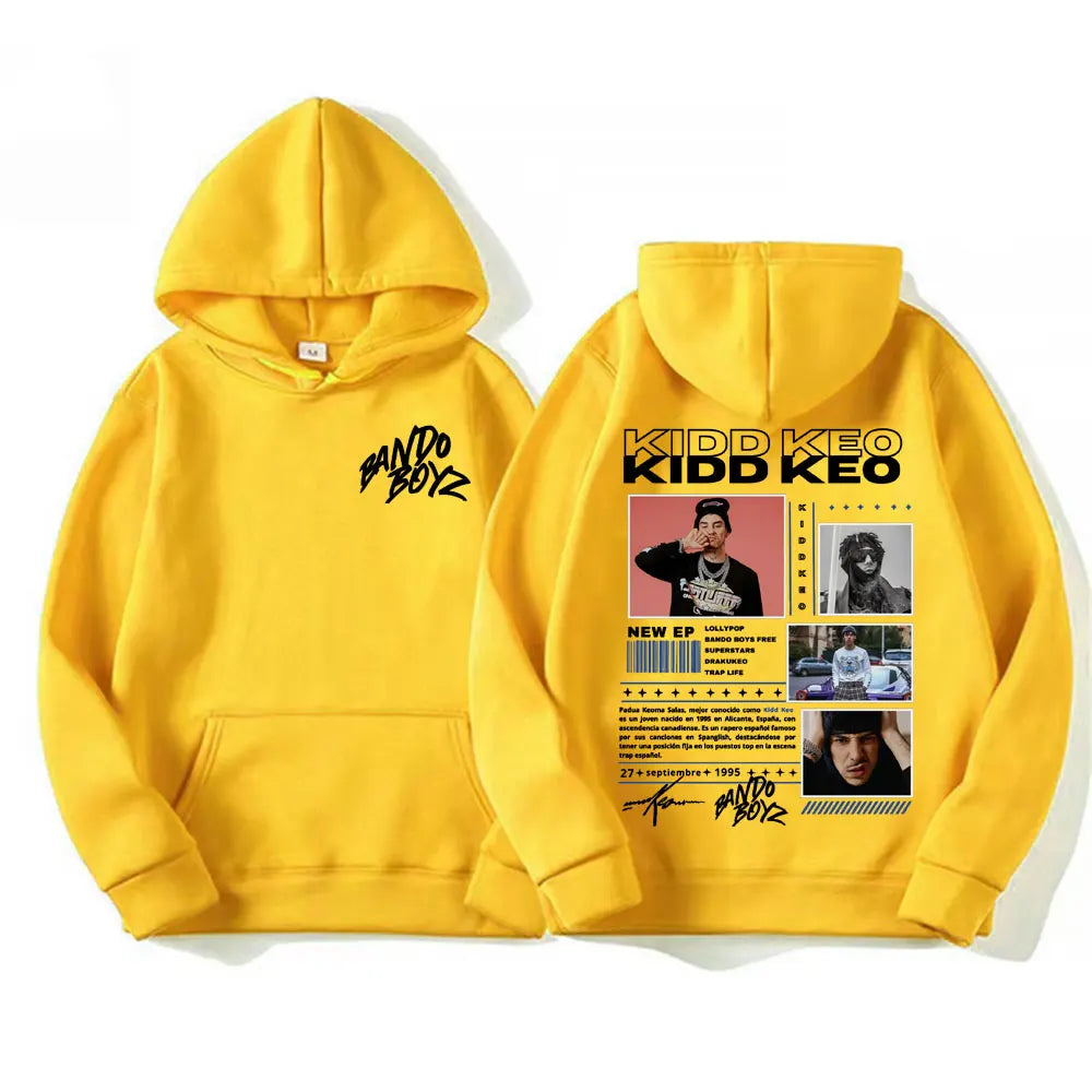 Rapper Kidd Keo Bando Boyz Tour Merch Hoodie Men Women's Hip Hop Pop Music Street Sweatshirt Casual Fleece Long Sleeve Pullovers