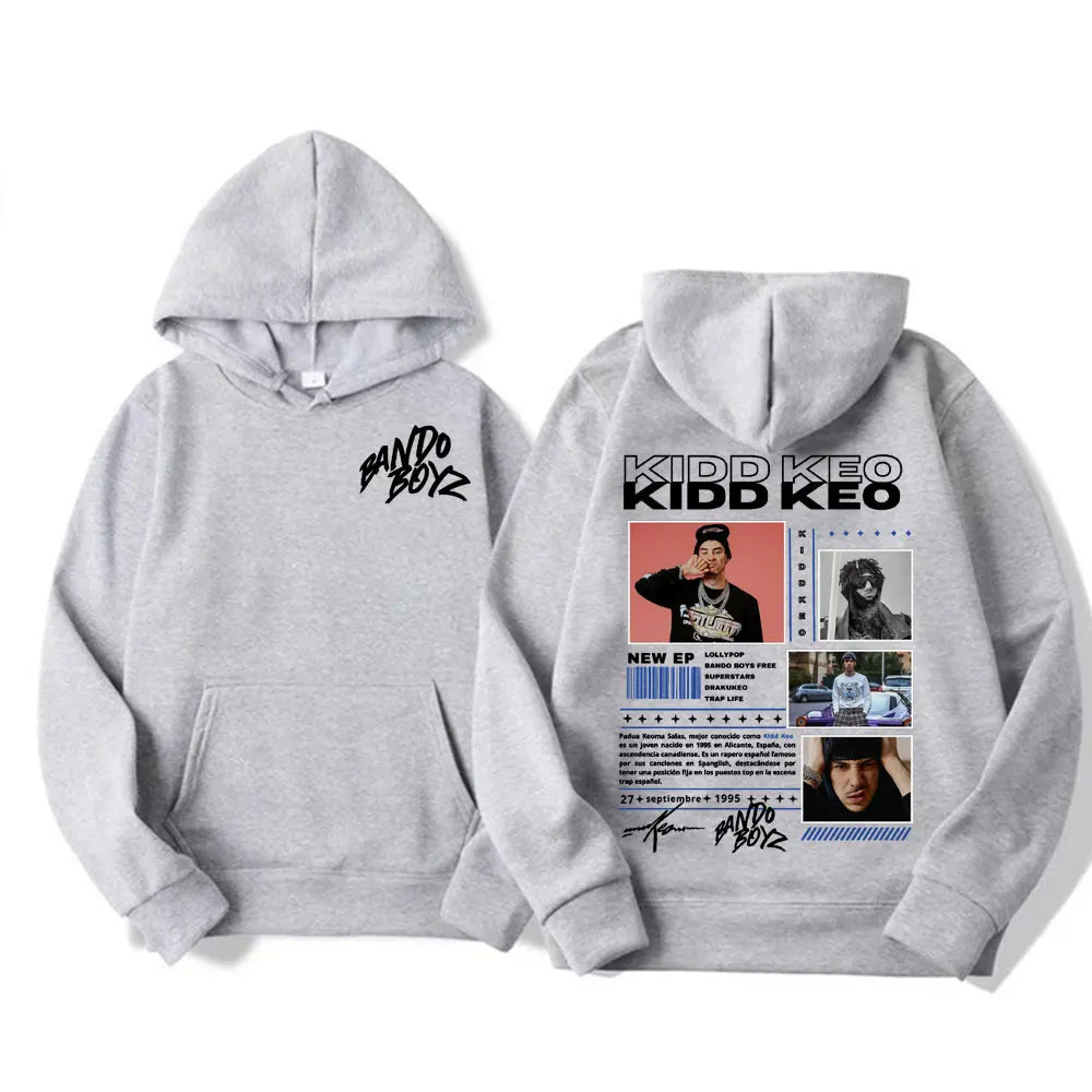 Rapper Kidd Keo Bando Boyz Tour Merch Hoodie Men Women's Hip Hop Pop Music Street Sweatshirt Casual Fleece Long Sleeve Pullovers