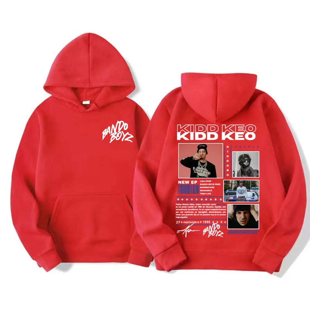 Rapper Kidd Keo Bando Boyz Tour Merch Hoodie Men Women's Hip Hop Pop Music Street Sweatshirt Casual Fleece Long Sleeve Pullovers